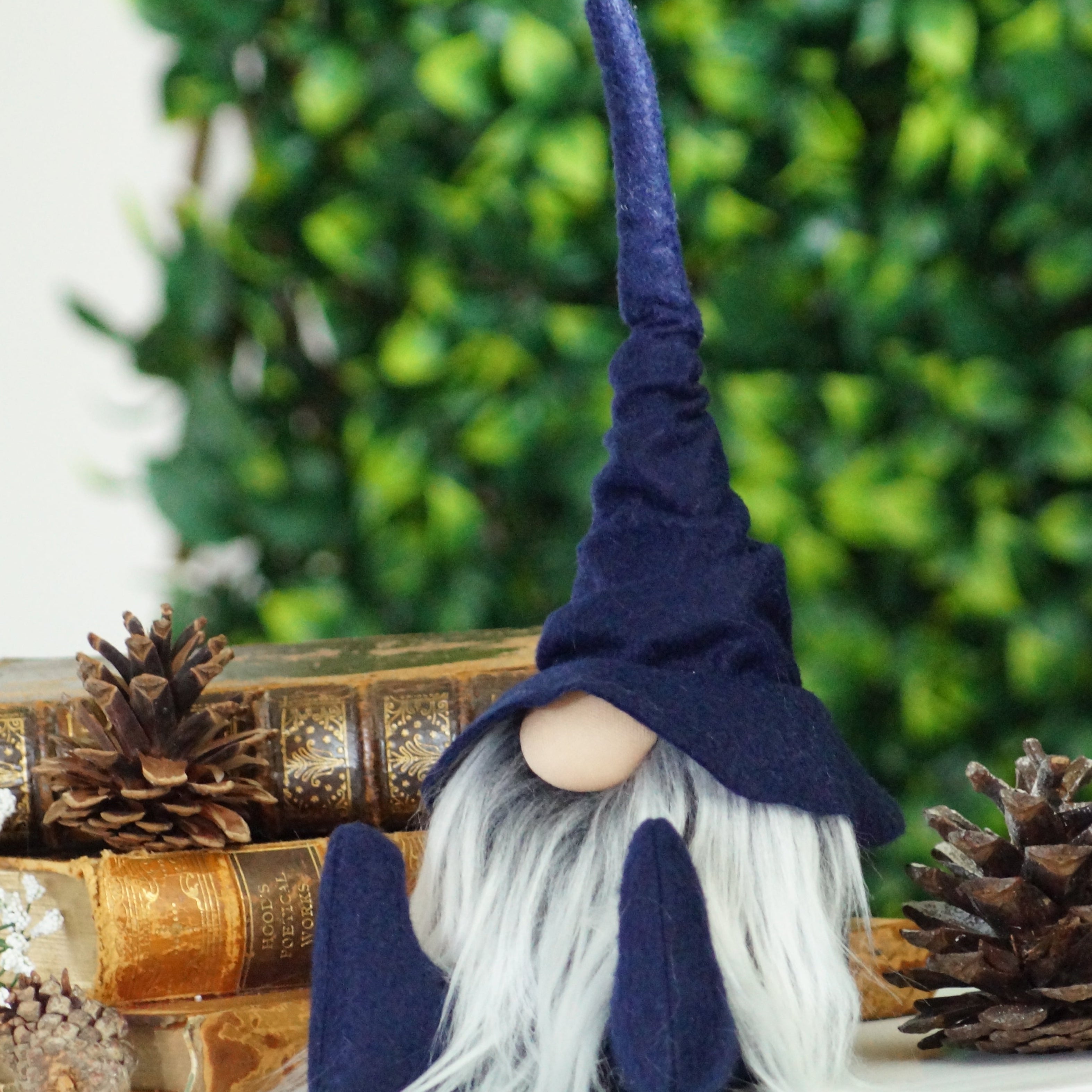 Navy blue Fall gnome- Librarian Wizard Gnome
