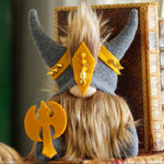 Load image into Gallery viewer, Decorative gnomes with Viking hats on a wooden surface
