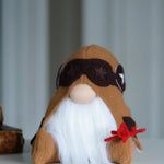 Load image into Gallery viewer, Plush gnome with goggles and a red flower on a neutral background
