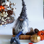 Load image into Gallery viewer, Gnome with a pointed hat surrounded by pumpkins and decorative items on a white surface

