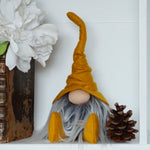 Load image into Gallery viewer, Handmade fall wizard gnome with Gold bendable hat for whimsical fall tiered tray decor or Halloween decor and great gift for Scandinavian gnome lovers
