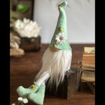 Load image into Gallery viewer, Decorative gnome with green hat and white beard on a wooden surface
