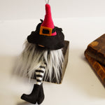 Load image into Gallery viewer, A colourful witch ornaments with pink hats, black outfits, and grey beards, designed for Halloween decoration.
