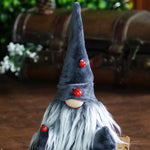 Load image into Gallery viewer, Decorative gnome with a long beard and red ladybug buttons against a blurred background
