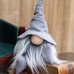 Load image into Gallery viewer, Handmade fall wizard gnome with grey bendable hat for whimsical fall tiered tray decor or Halloween decor and great gift for Scandinavian gnome lovers
