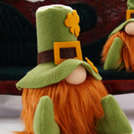 Load image into Gallery viewer, Close-up of Jack, a handmade plush leprechaun gnome featuring a traditional hat, ginger beard, and lucky gold accents.
