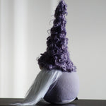 Load image into Gallery viewer, Purple decorative object with a textured top and white base on a neutral background
